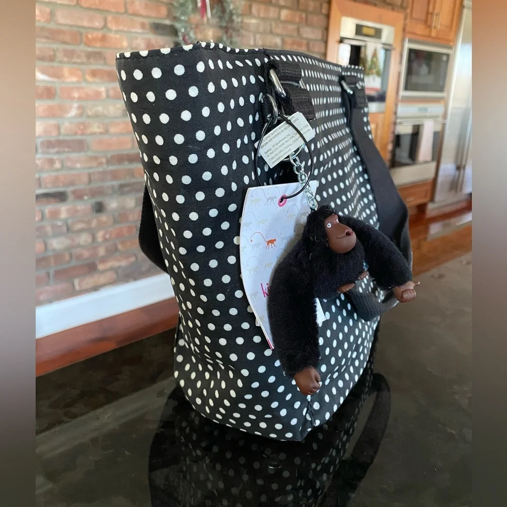 Kipling Black and White Polka Dot Tote Bag - Picture 3 of 5